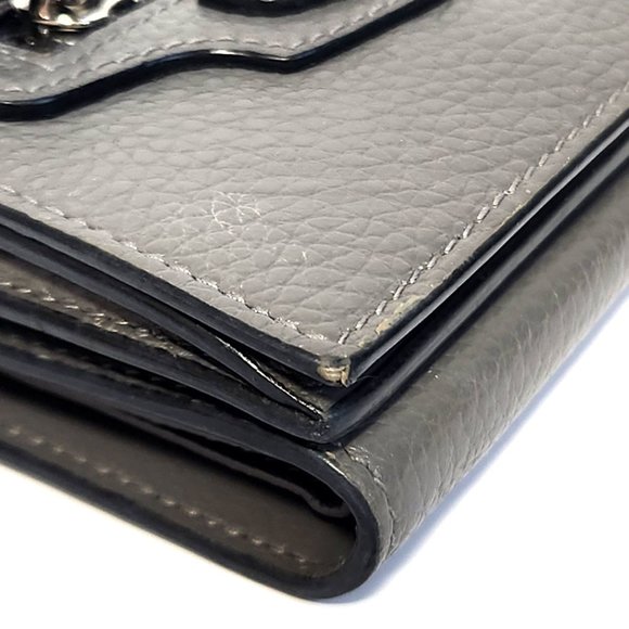 BALENCIAGA Tri-fold Wallet Compact 640107 Grey Leather Folding Women Men - Picture 6 of 11